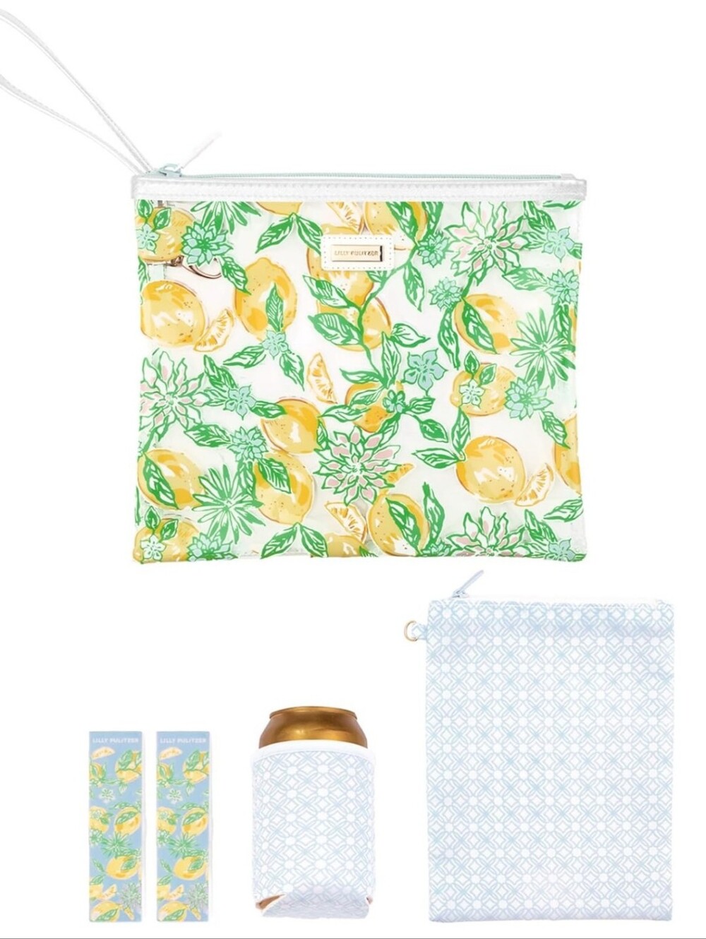 Lilly Pulitzer Clear Waterproof Beach Pouch with Black Trim